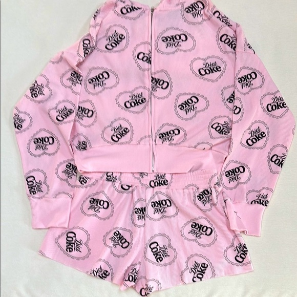 Coca Cola Tops - Coca Cola Matching set with Diet Coke Logo - waffle full zip hoodie and shorts